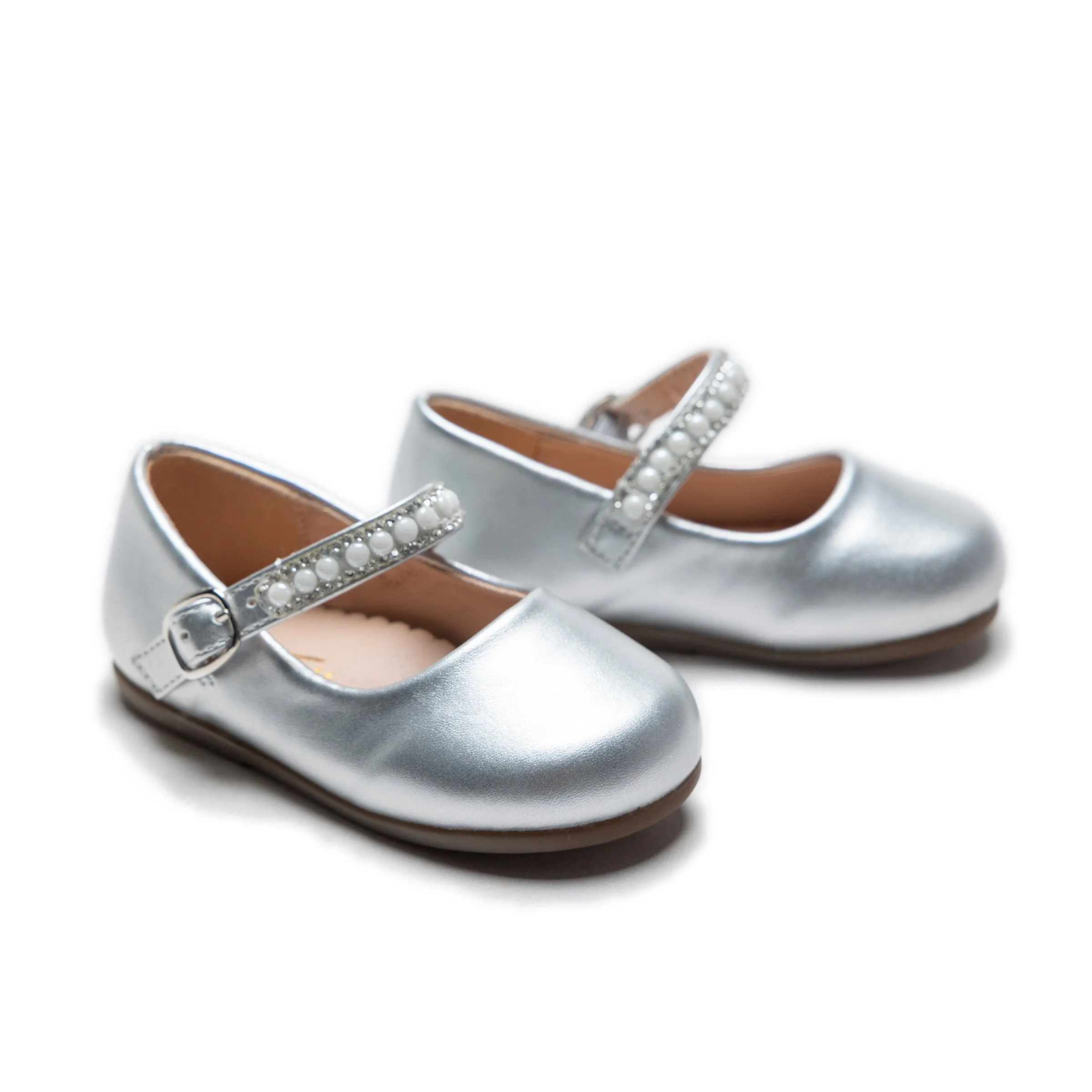 Silver Margot Pearl Band Flats