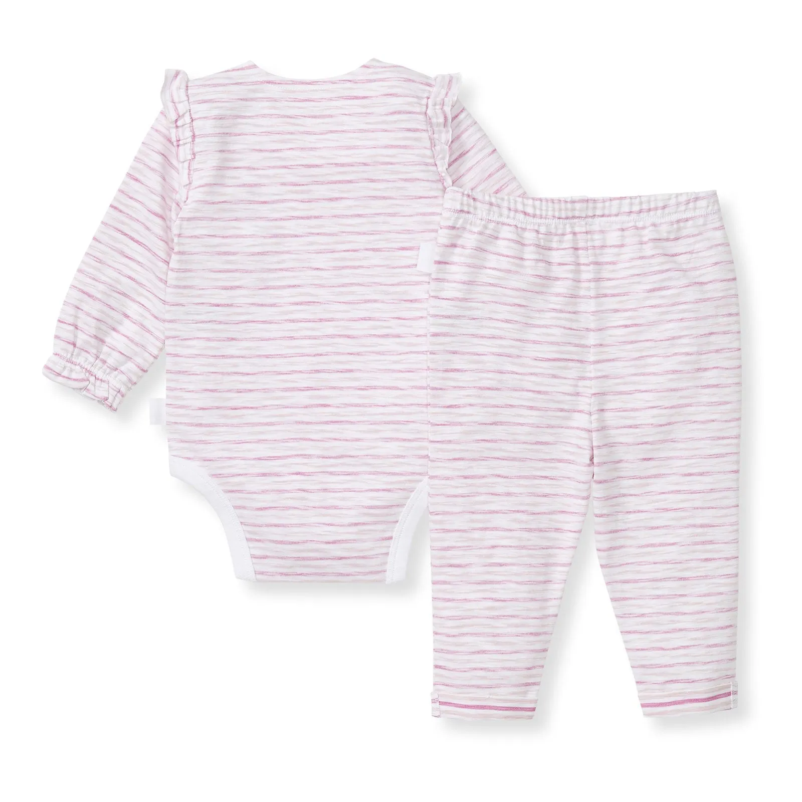 Slub Stripe Bodysuit Set - Crocus