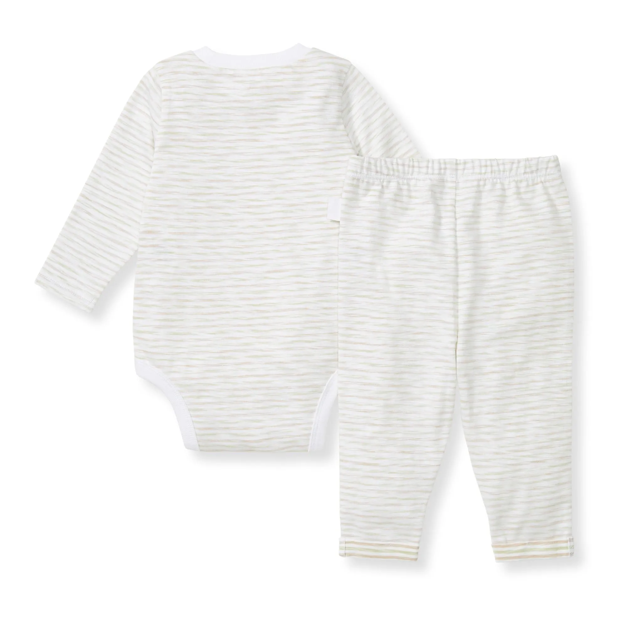 Slub Stripe Bodysuit Set - Moss Green