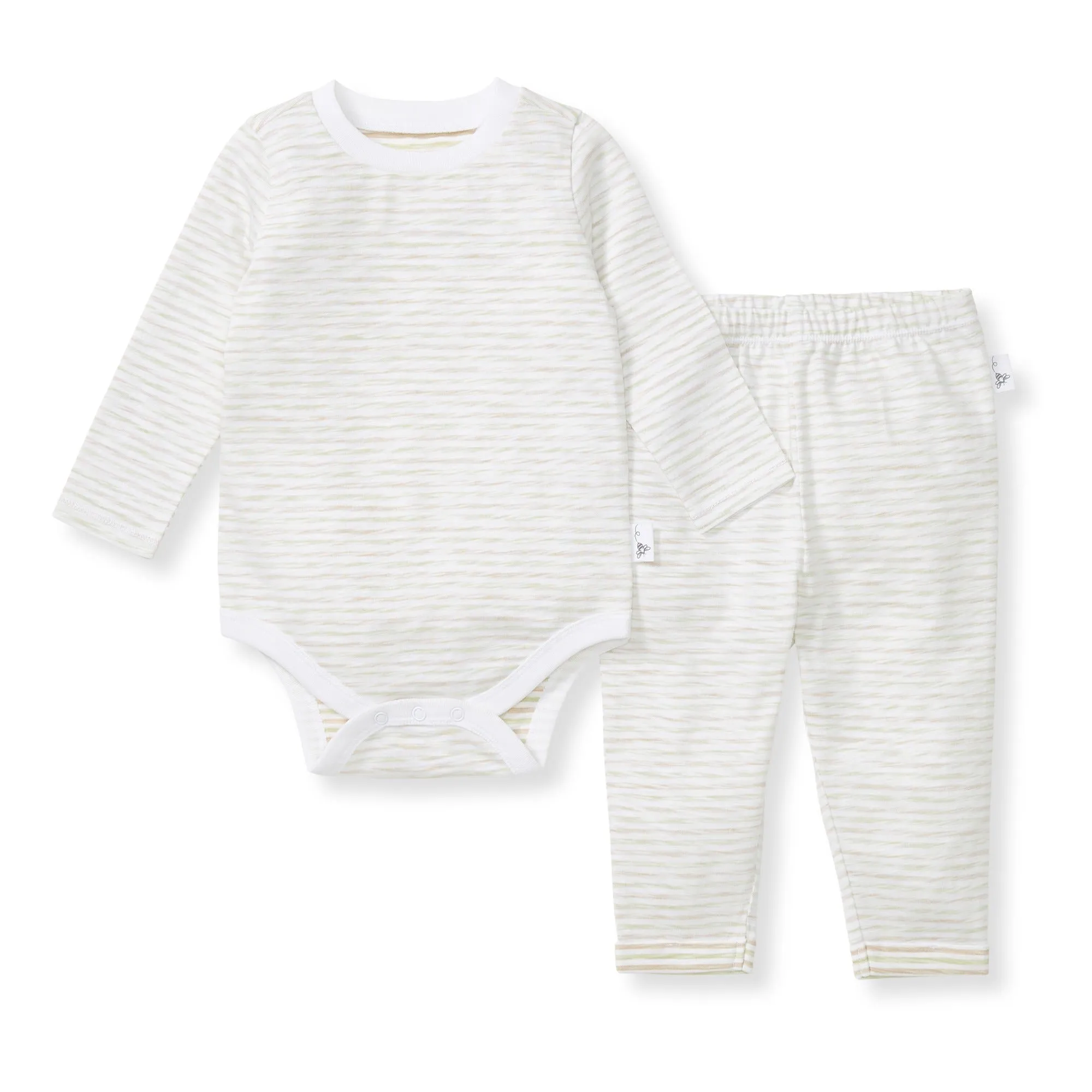 Slub Stripe Bodysuit Set - Moss Green