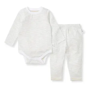 Slub Stripe Bodysuit Set - Moss Green