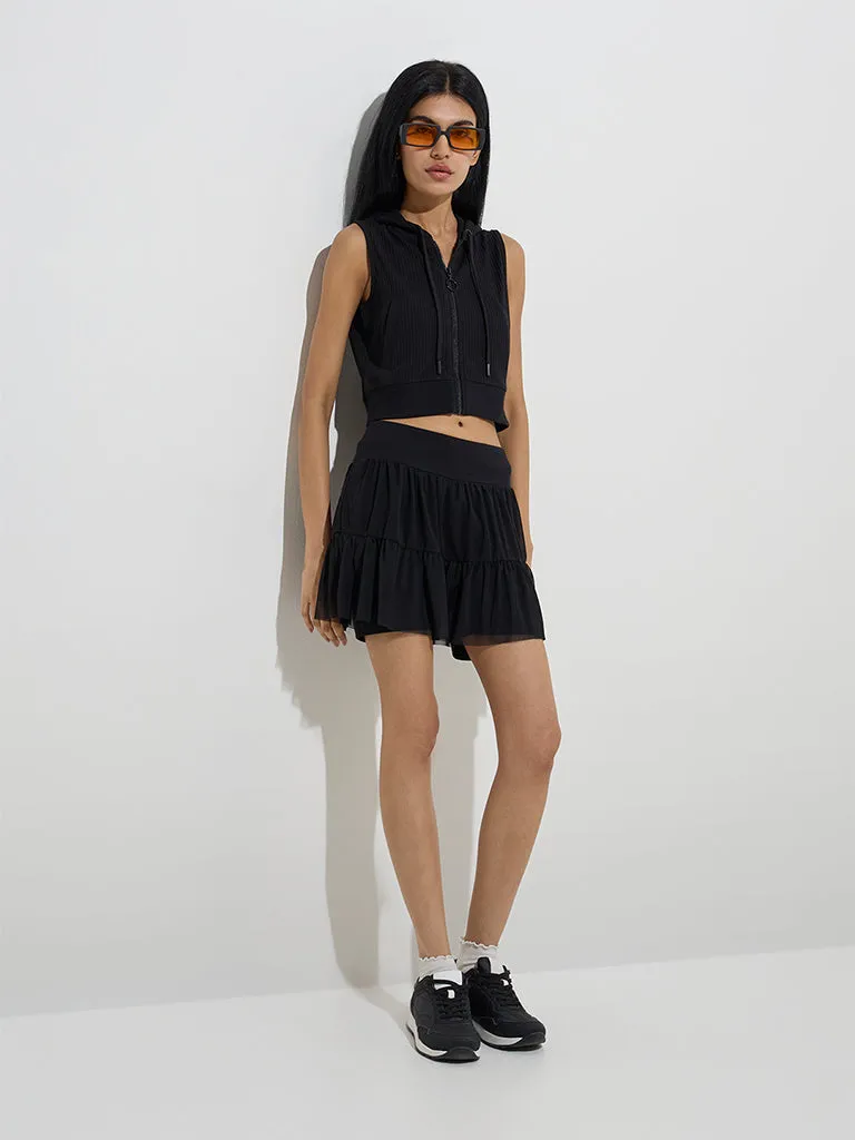 Studiofit Black Self-Striped Jacket