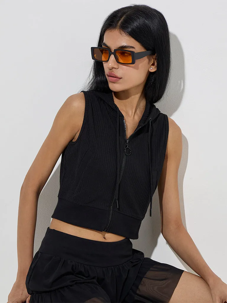 Studiofit Black Self-Striped Jacket