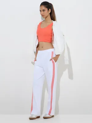 Studiofit Orange Self-Striped Padded Sports Bra