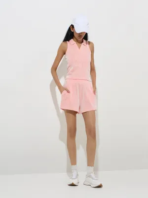 Studiofit Orange Textured High-Rise Cotton-Blend Shorts