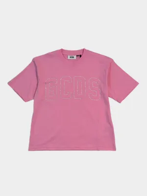 T-Shirt Rosa Con Logo Bling