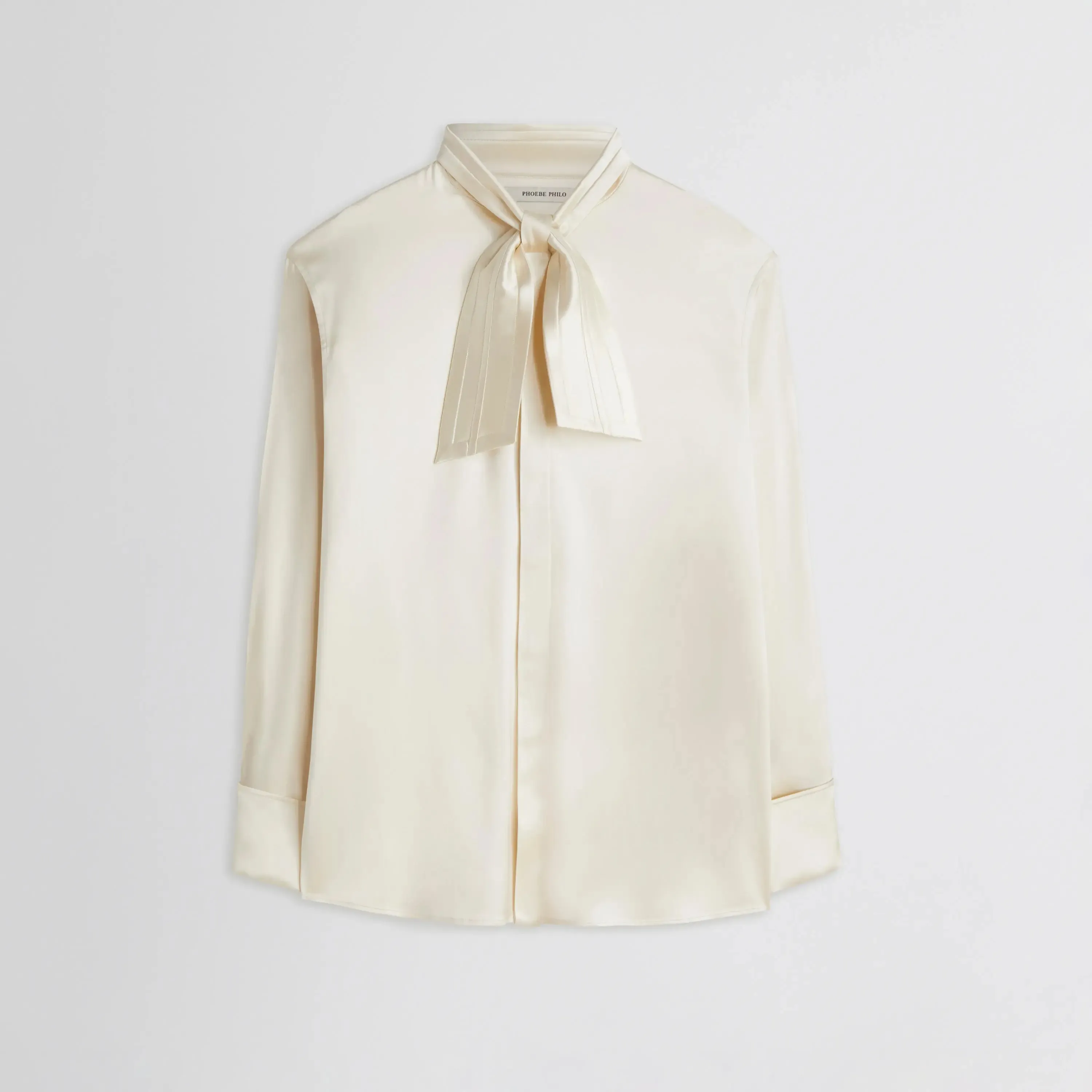 TIE NECK SHIRT | cream silk