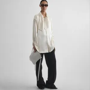 TIE NECK SHIRT | cream silk