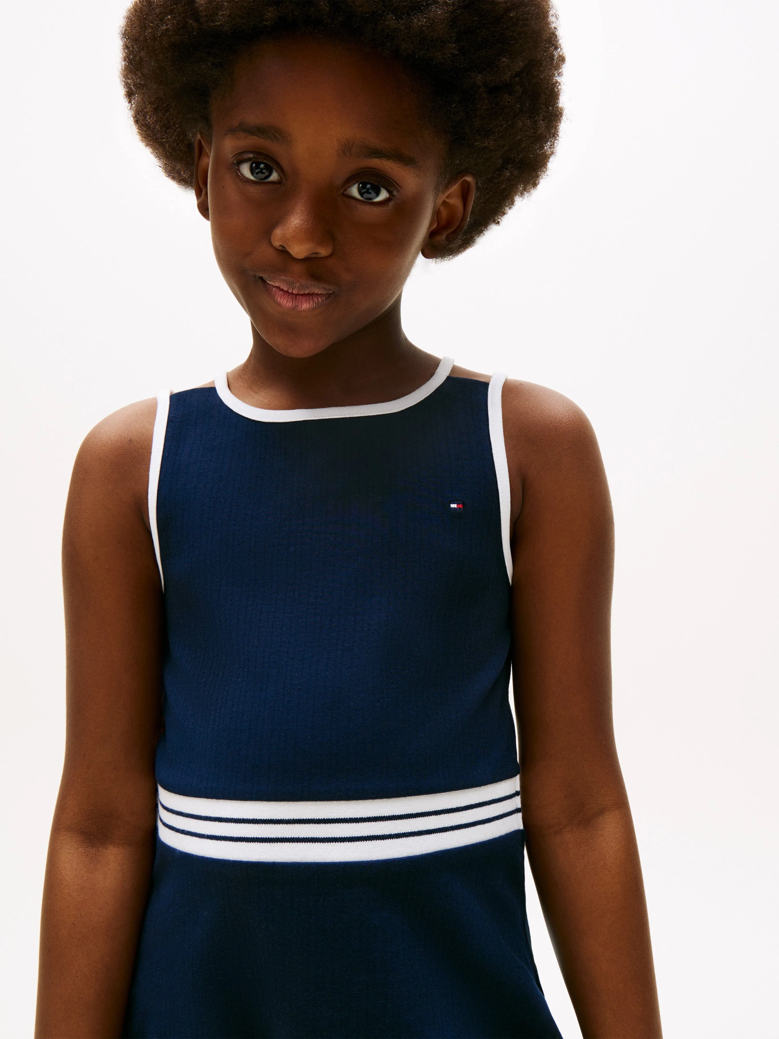 Tommy Hilfiger Girls Contrast Binding Skater Dress in Navy