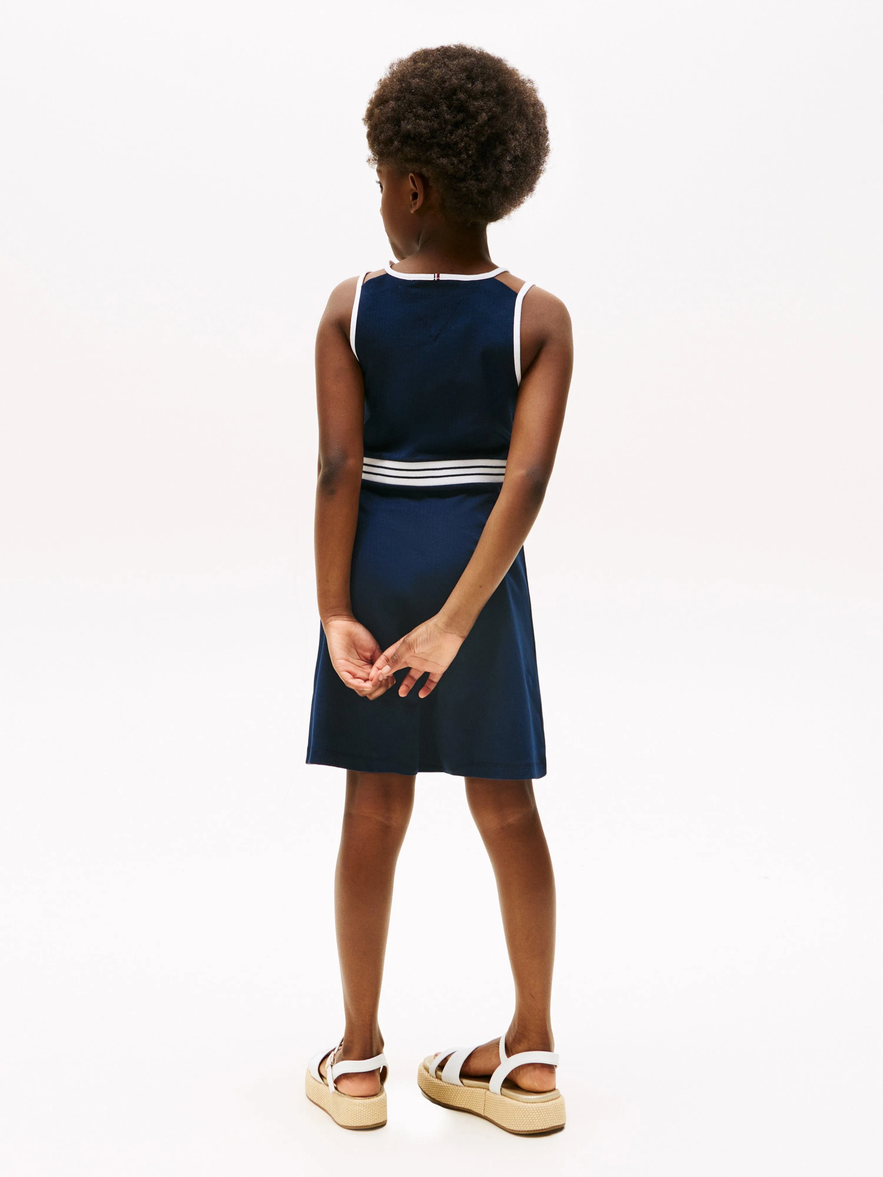 Tommy Hilfiger Girls Contrast Binding Skater Dress in Navy