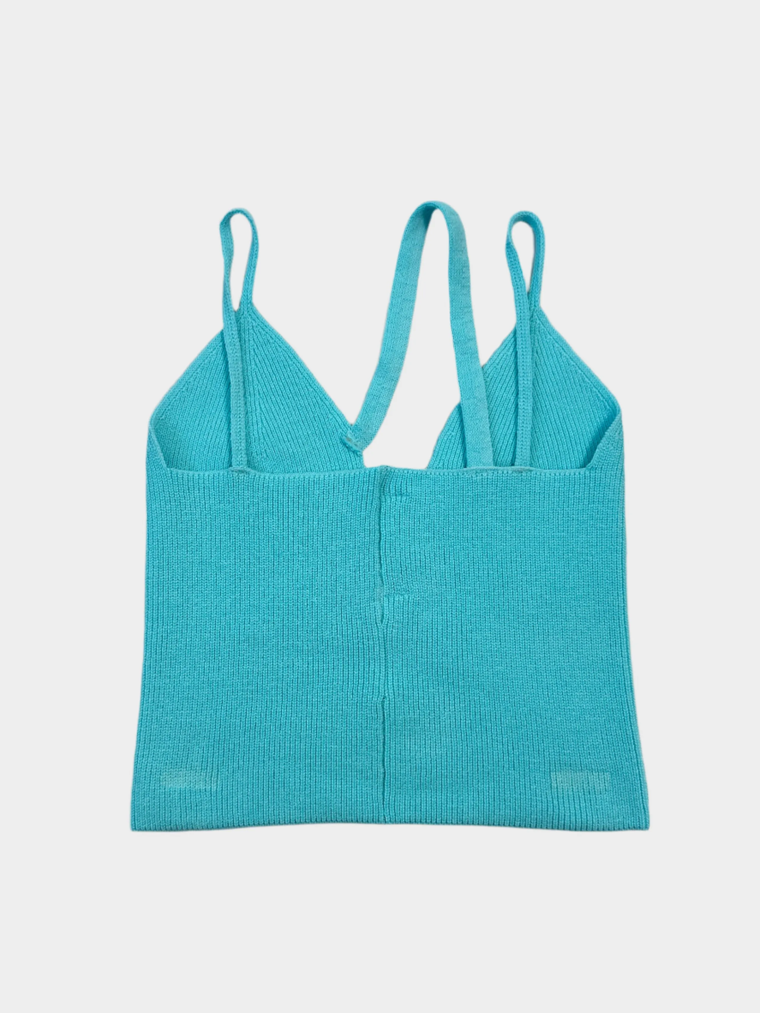 Top In Maglia Con Spalline Sottili Acqua