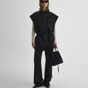 UTILITY DROPPED WAIST VEST | black cotton