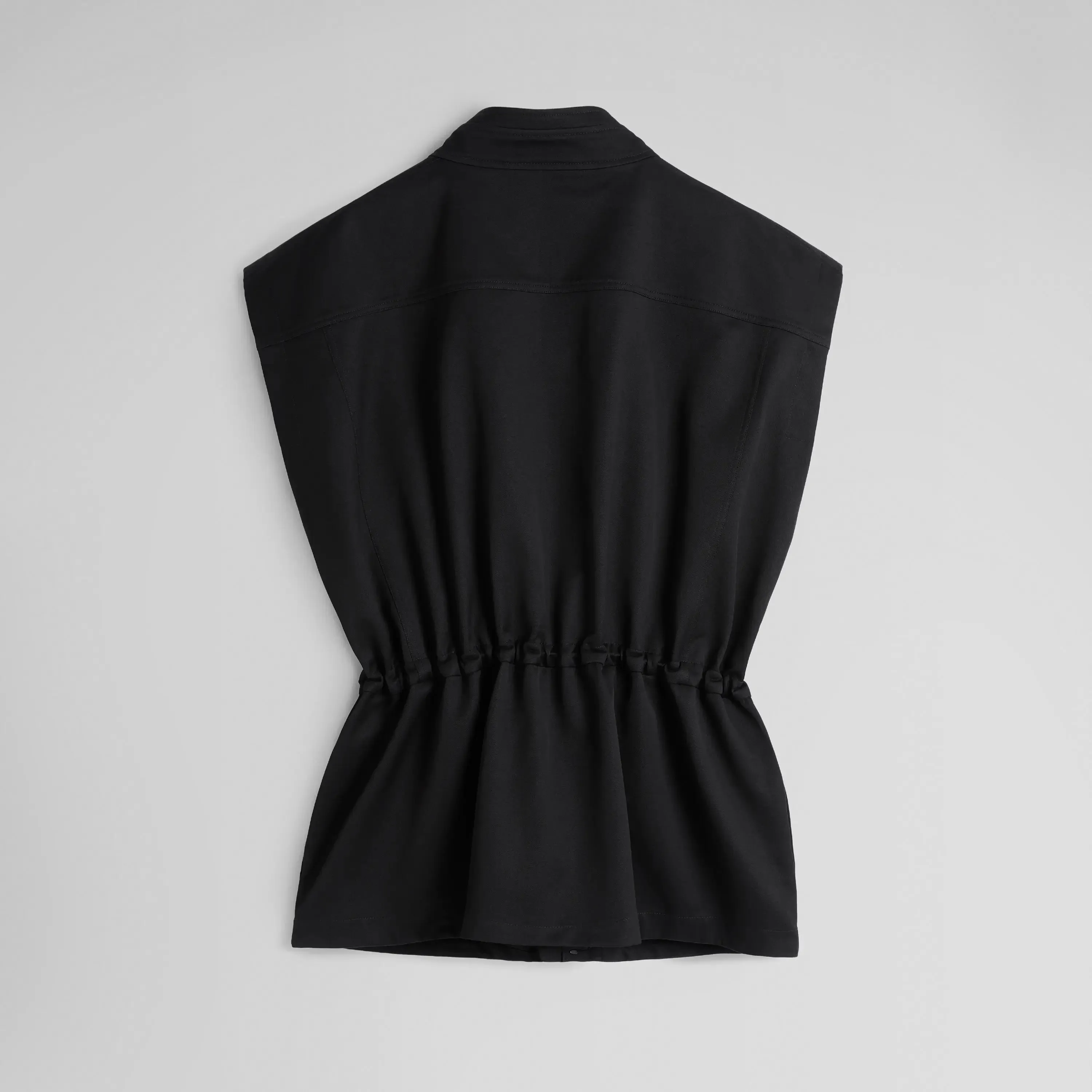 UTILITY DROPPED WAIST VEST | black cotton