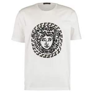 Versace White Leather Studded Medusa T-Shirt