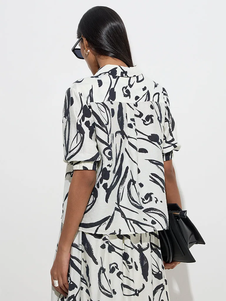 Wardrobe Ivory Abstract Printed Shirt