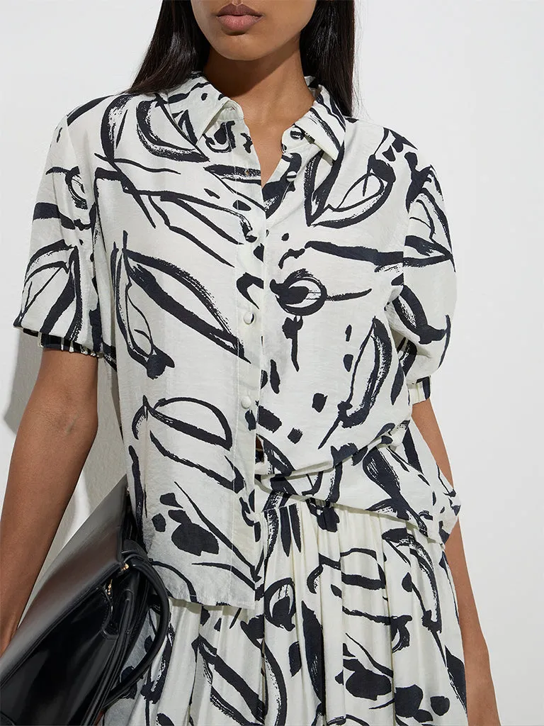 Wardrobe Ivory Abstract Printed Shirt