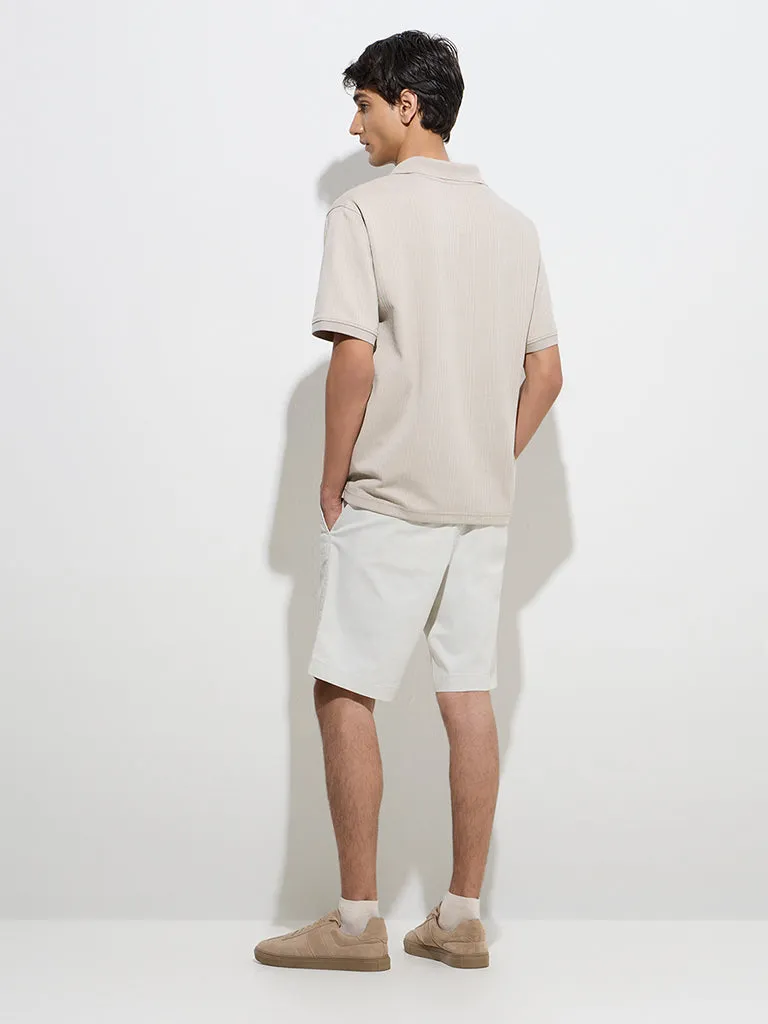 WES Casuals Beige Relaxed-Fit Cotton-Blend Polo T-Shirt
