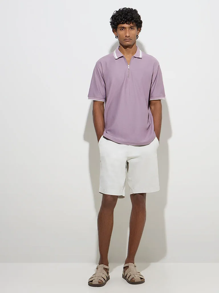 WES Casuals Lilac Relaxed-Fit Quarter-Zip T-Shirt