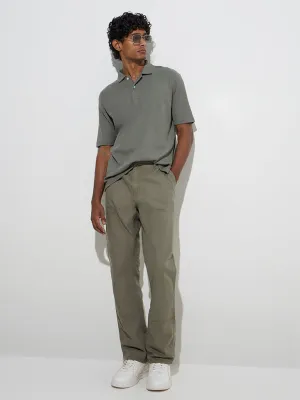 WES Casuals Olive Relaxed-Fit Cotton-Blend Polo T-Shirt