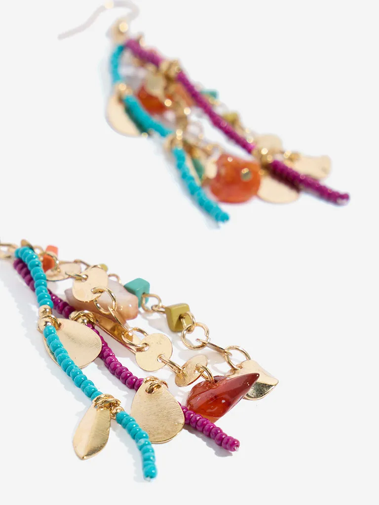 Westside Accessories Multicolour Beaded Agate Waterfall Dangler Earrings