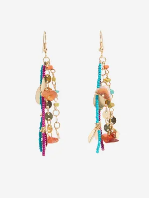 Westside Accessories Multicolour Beaded Agate Waterfall Dangler Earrings