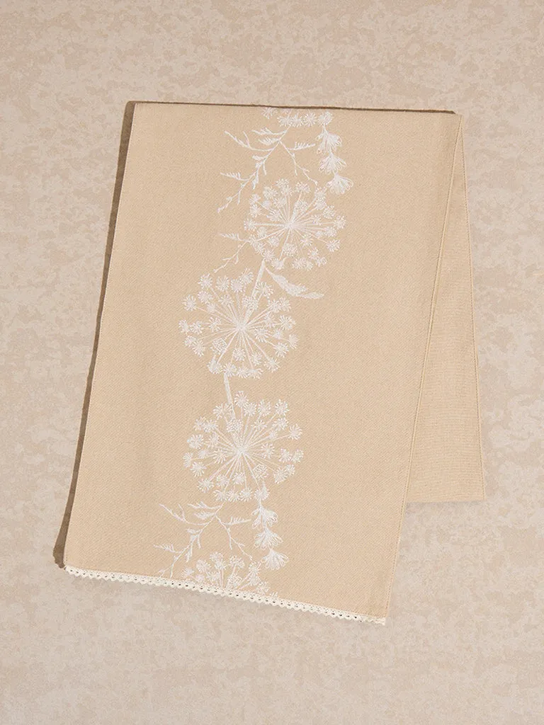 Westside Home Beige Floral Pattern Table Runner