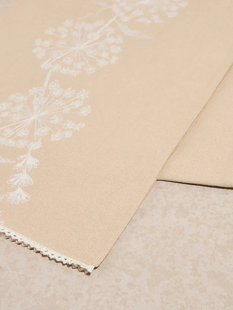 Westside Home Beige Floral Pattern Table Runner
