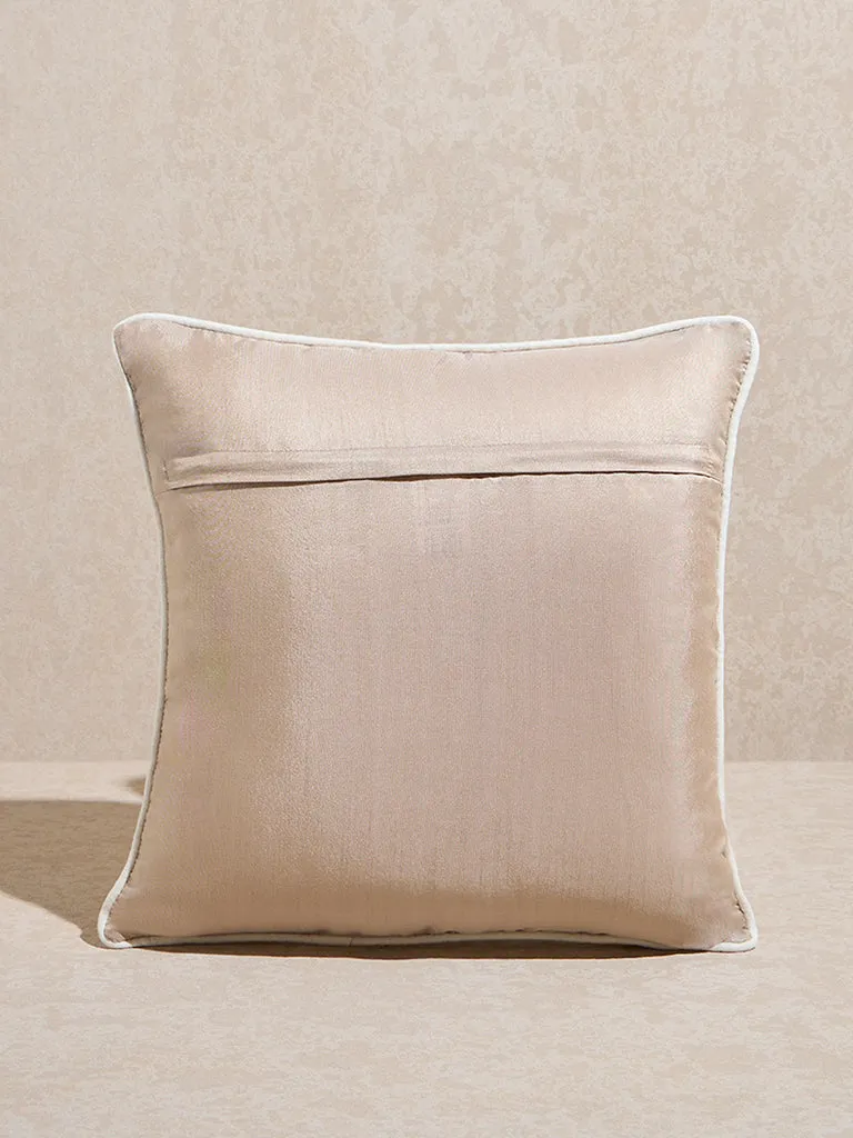 Westside Home Beige Toile Embroidered Cushion Cover