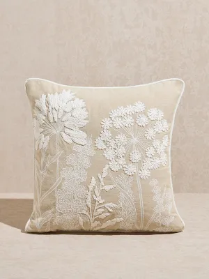 Westside Home Beige Toile Embroidered Cushion Cover