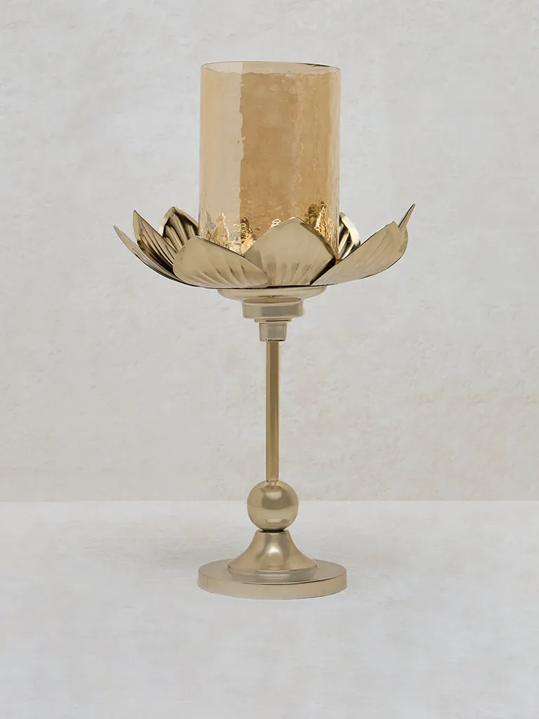 Westside Home Gold Lotus Candle Stand with Glass Holder