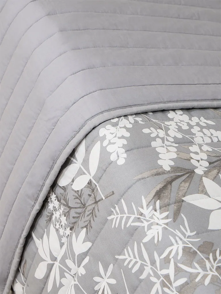 Westside Home Grey Botanical Design Reversible Single Bed Comforter