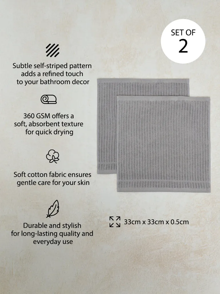 Westside Home Grey Self-Striped Face Towel (Set of 2)