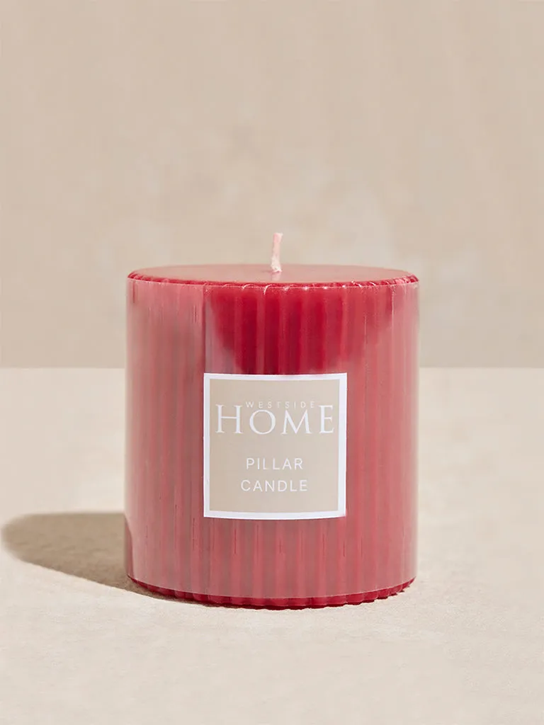 Westside Home Red Ribbed Textured Pillar Candle