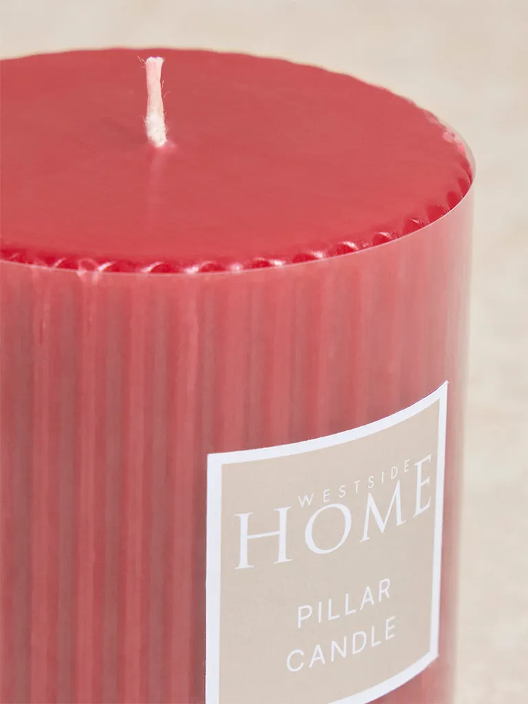 Westside Home Red Ribbed Textured Pillar Candle