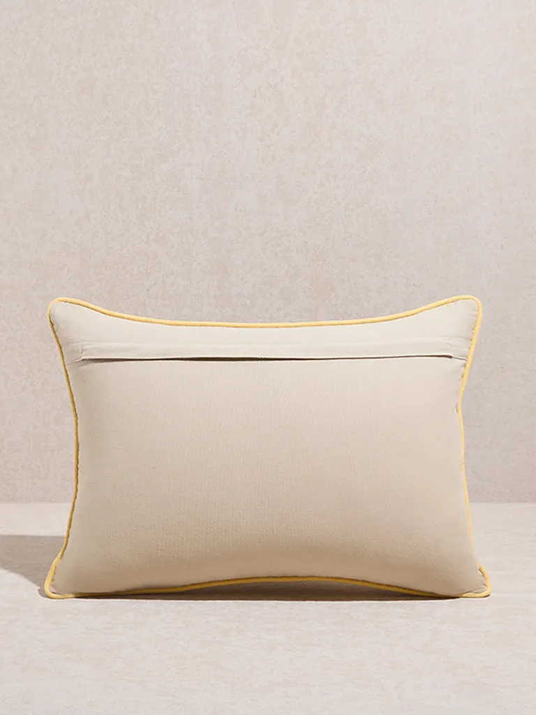 Westside Home Yellow Rose Embroidered Cushion Cover
