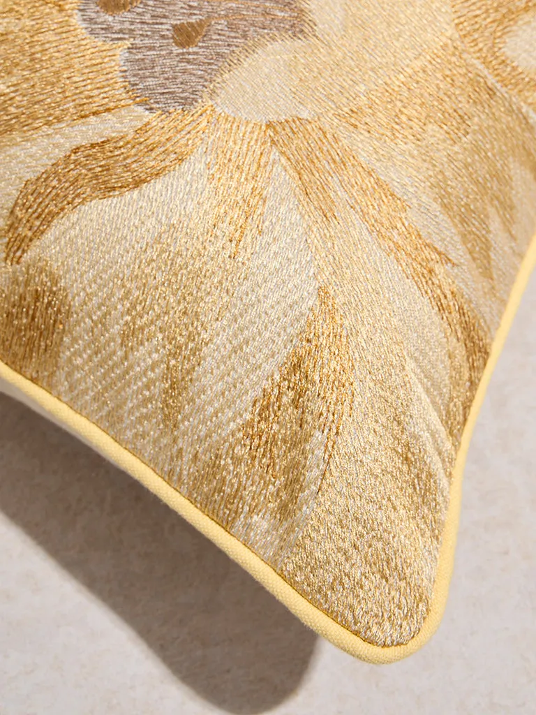 Westside Home Yellow Rose Embroidered Cushion Cover