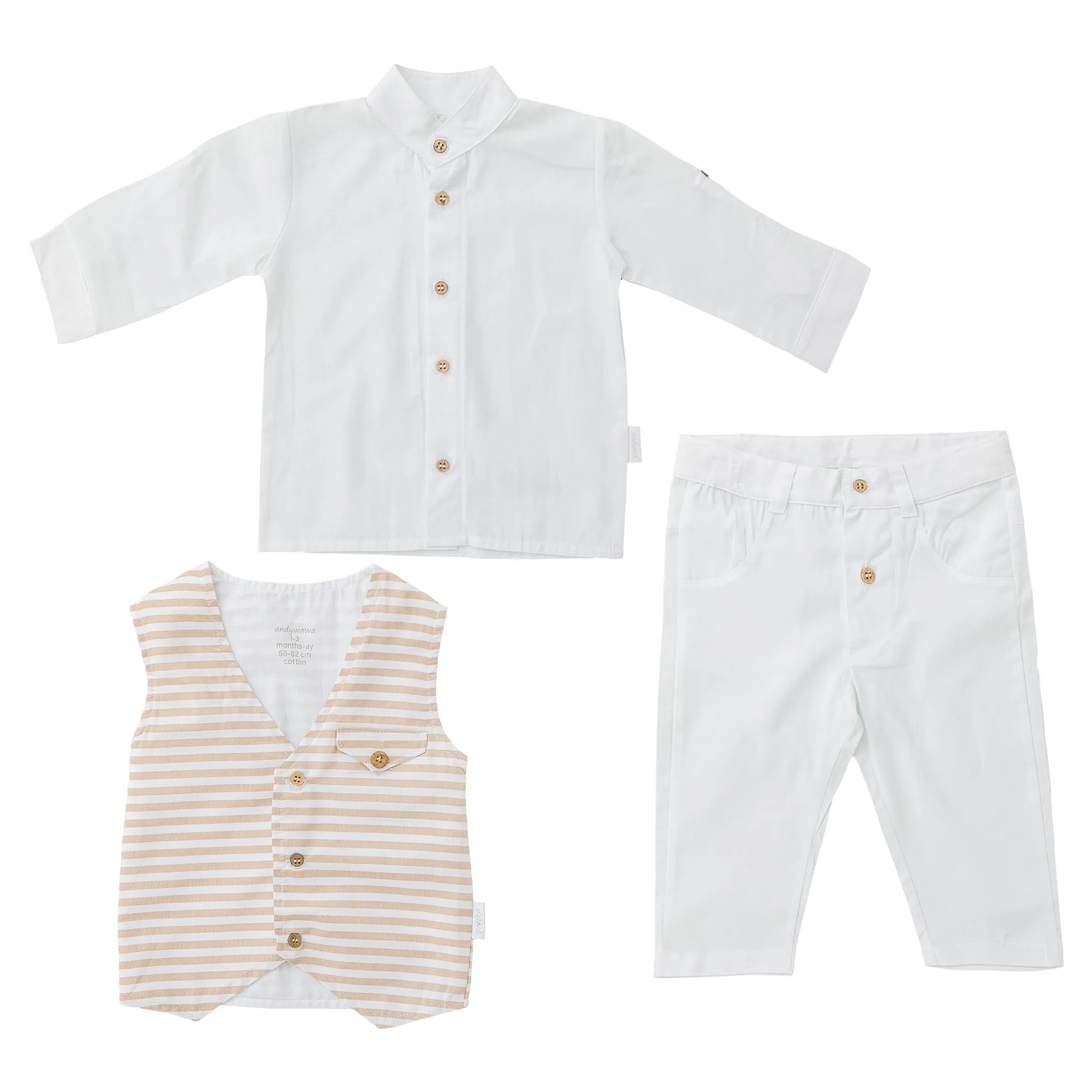 White 3pc Cool Dude Striped Outfit