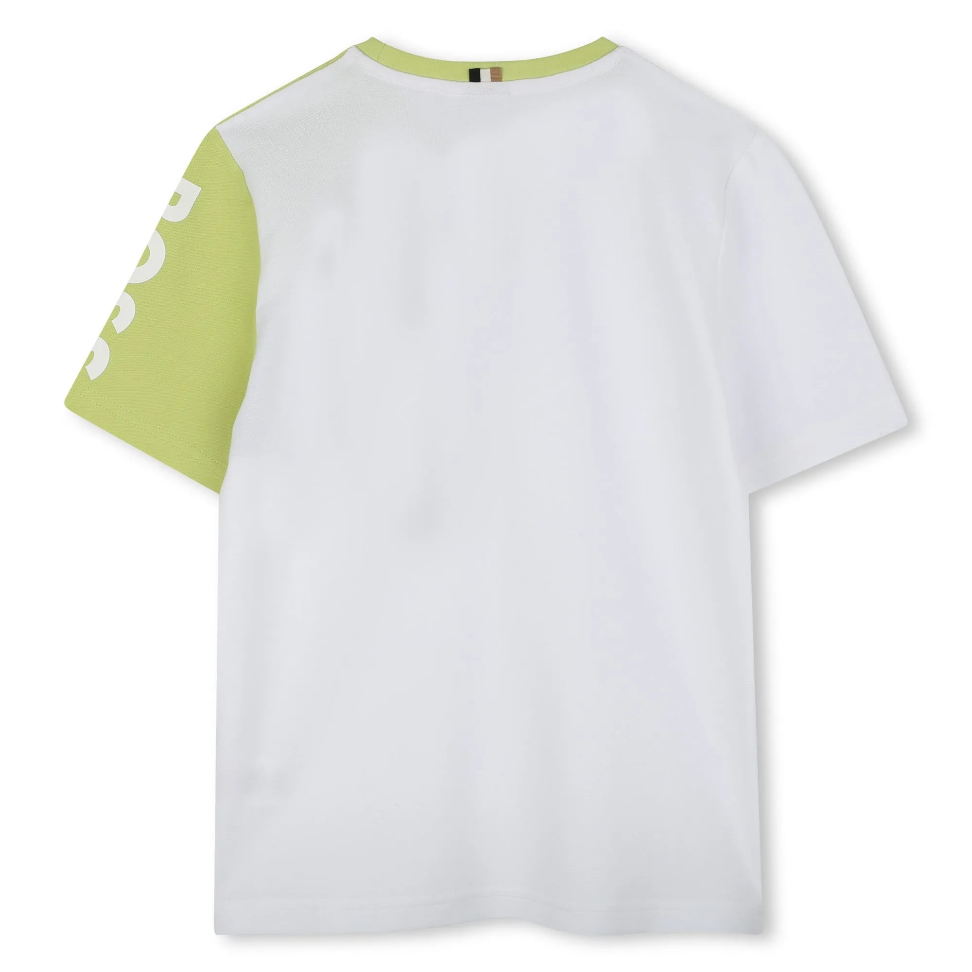 White Asymmetrical Green Color Block T-Shirt
