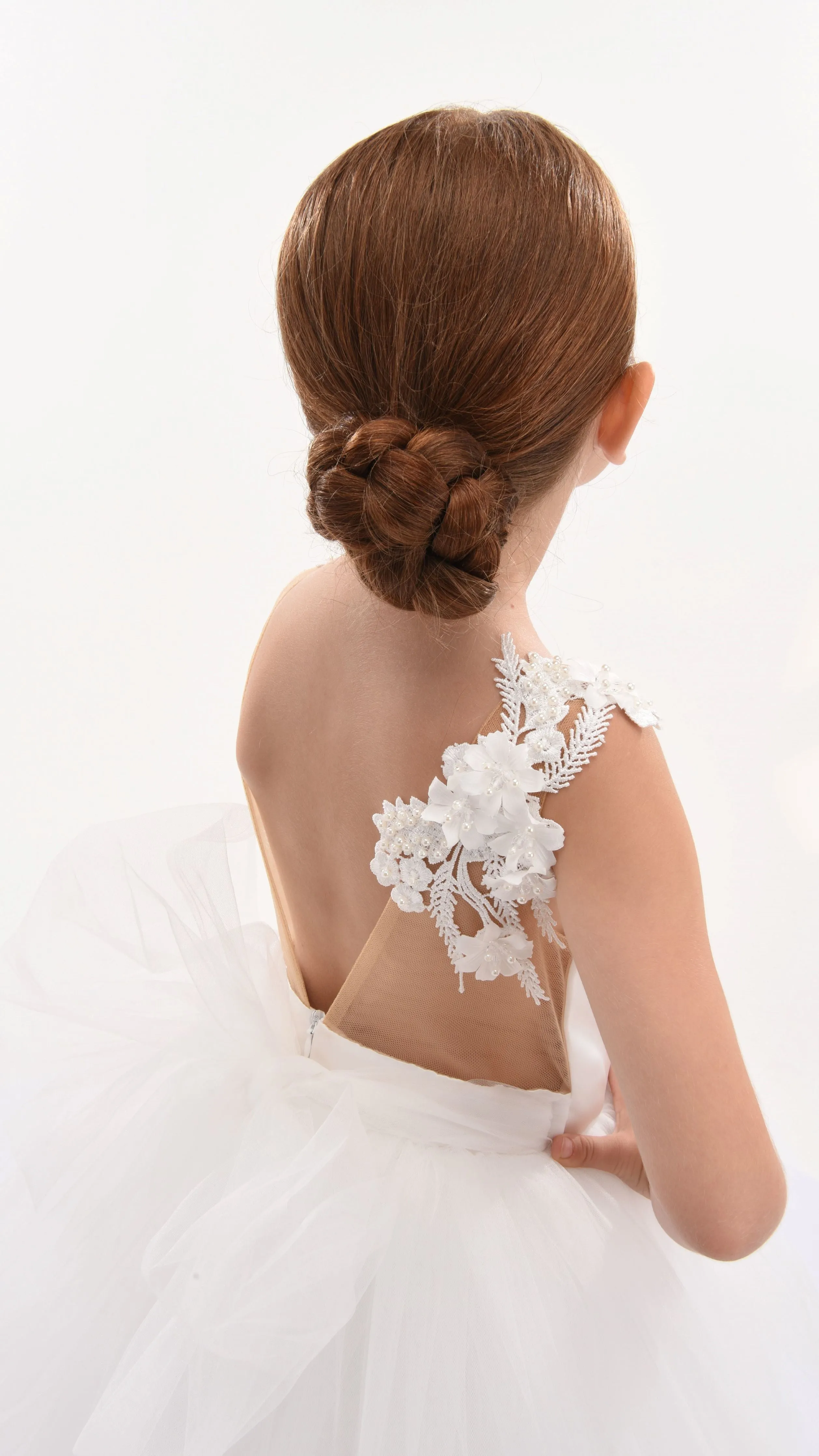 White Carnelian Floral Embroidered Tulle Dress