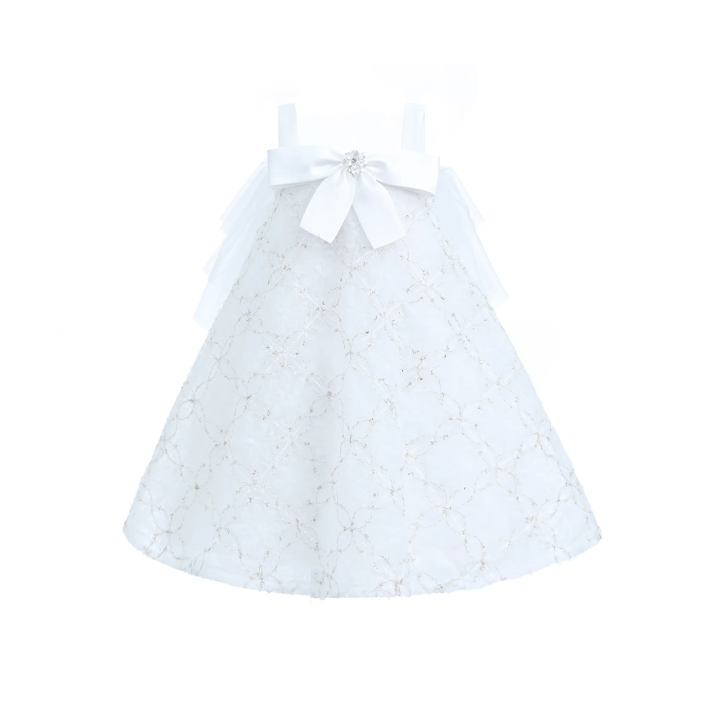 White Floral Bow Cadiz Dress