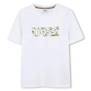 White Green Leaf Logo T-Shirt