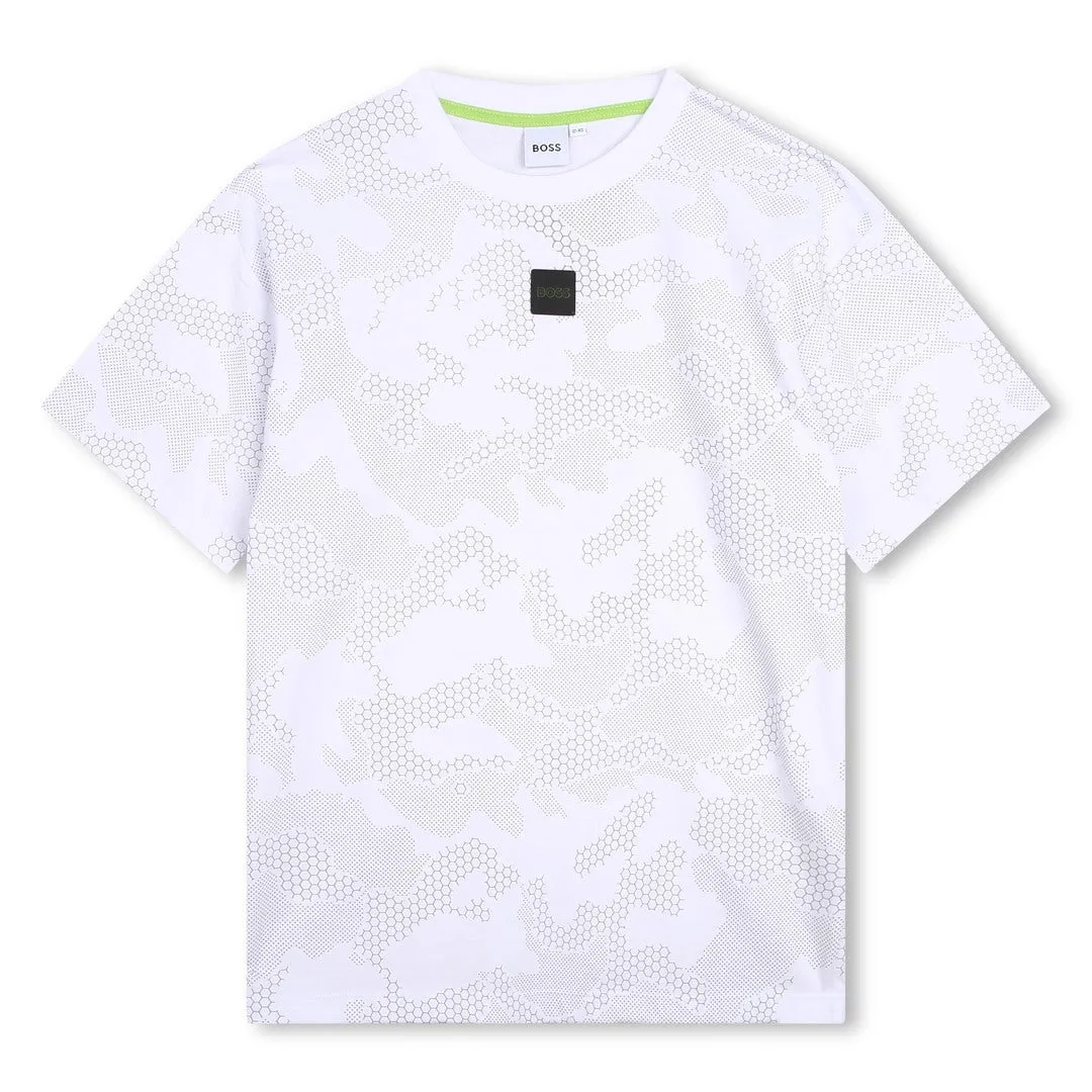 White Reflective Camouflage Print T-Shirt