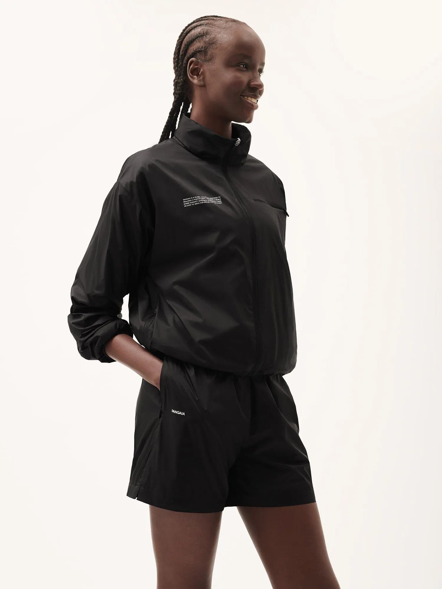 Womens DNA Recycled Nylon Packable Jacket—black