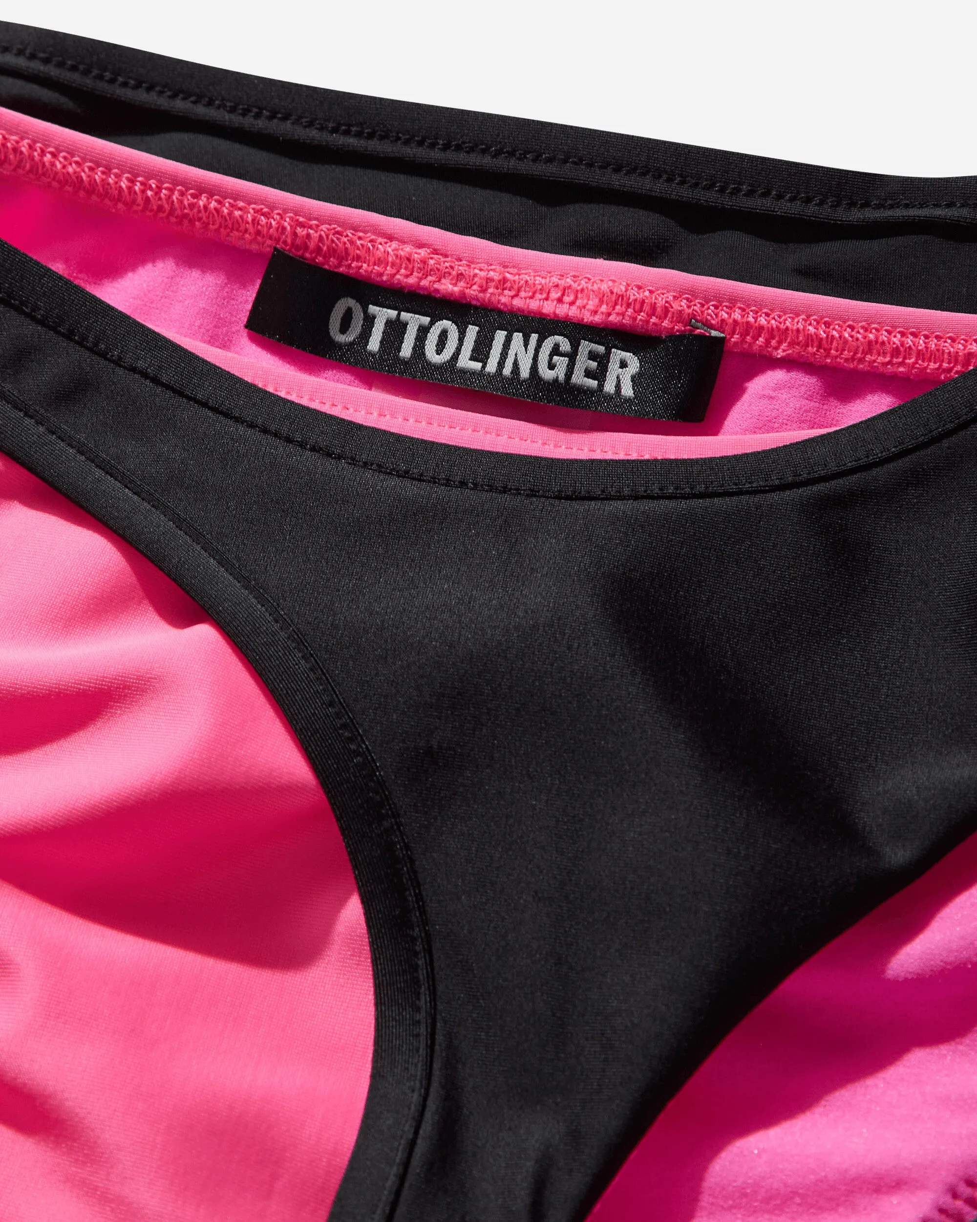 Women's Layered Bikini Bottom Pink / Black