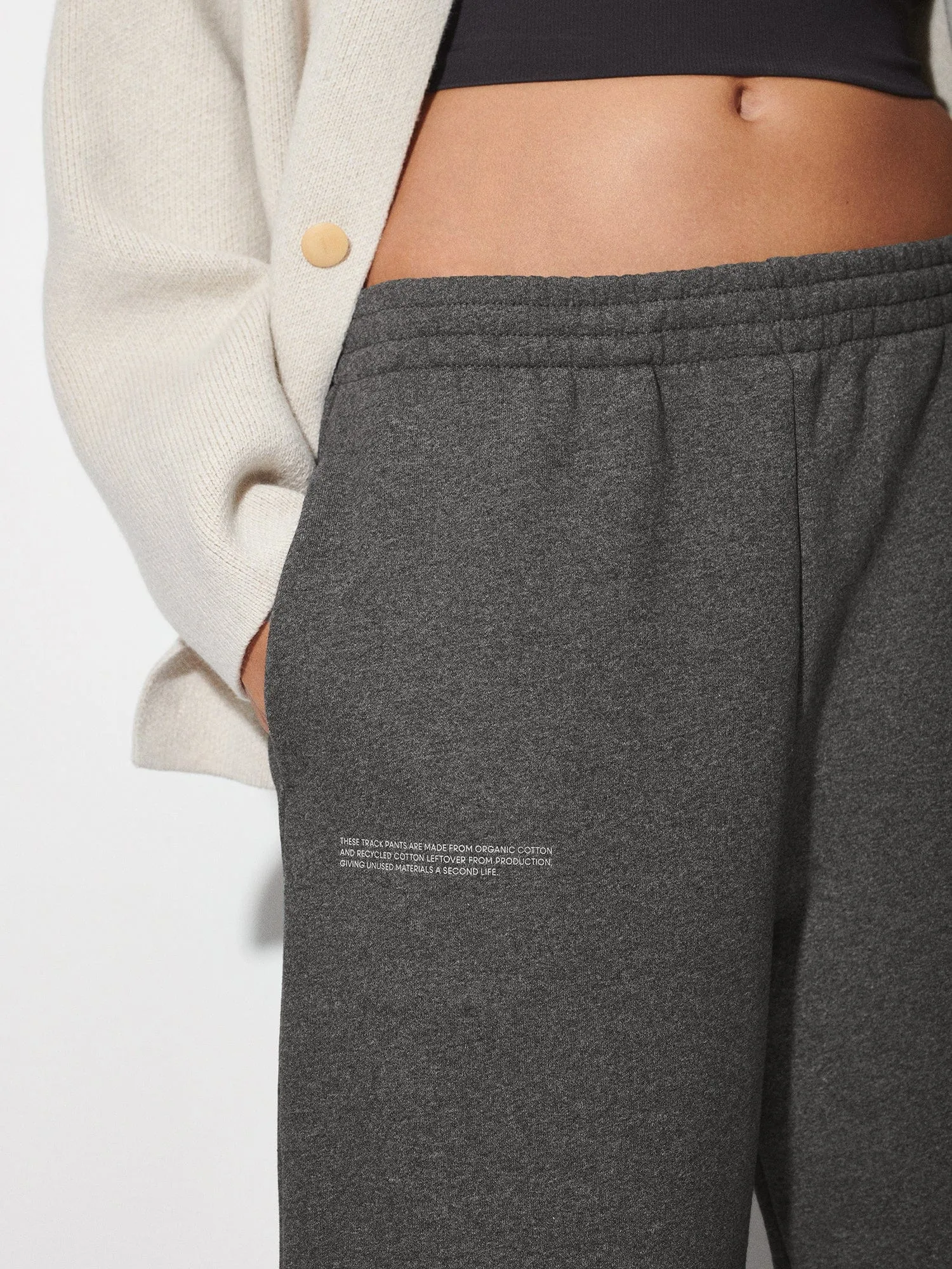Womens Reclaimed Cotton Barrel-Leg Track Pants—reclaim charcoal