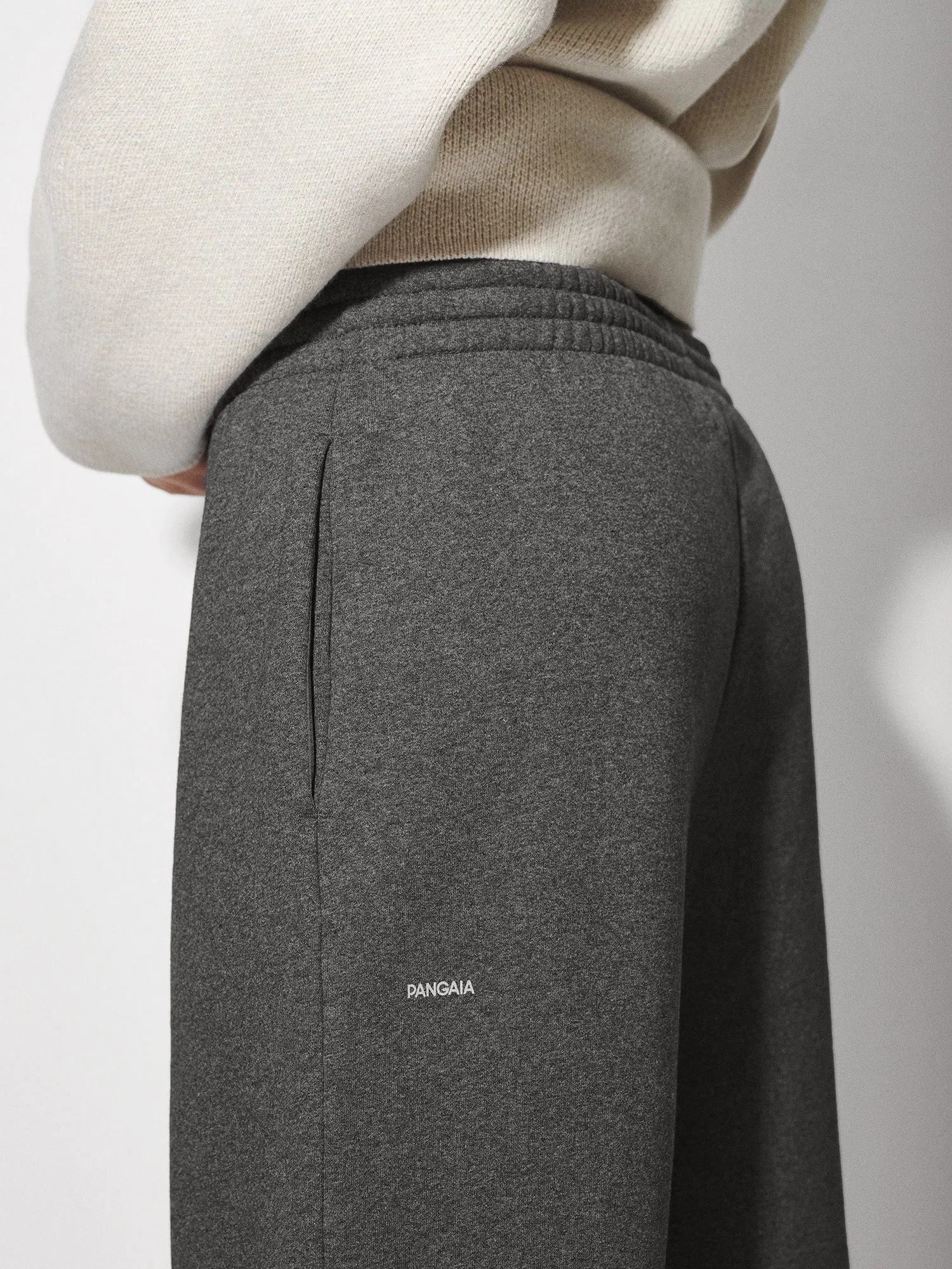Womens Reclaimed Cotton Barrel-Leg Track Pants—reclaim charcoal