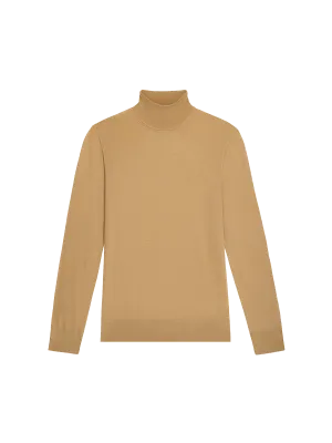 Women's Regenerative Merino Wool Turtleneck Sweater—camel