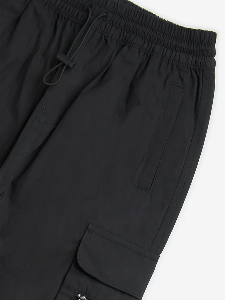 Y&F Kids Black Cargo-Style Mid-Rise Cotton-Blend Pants
