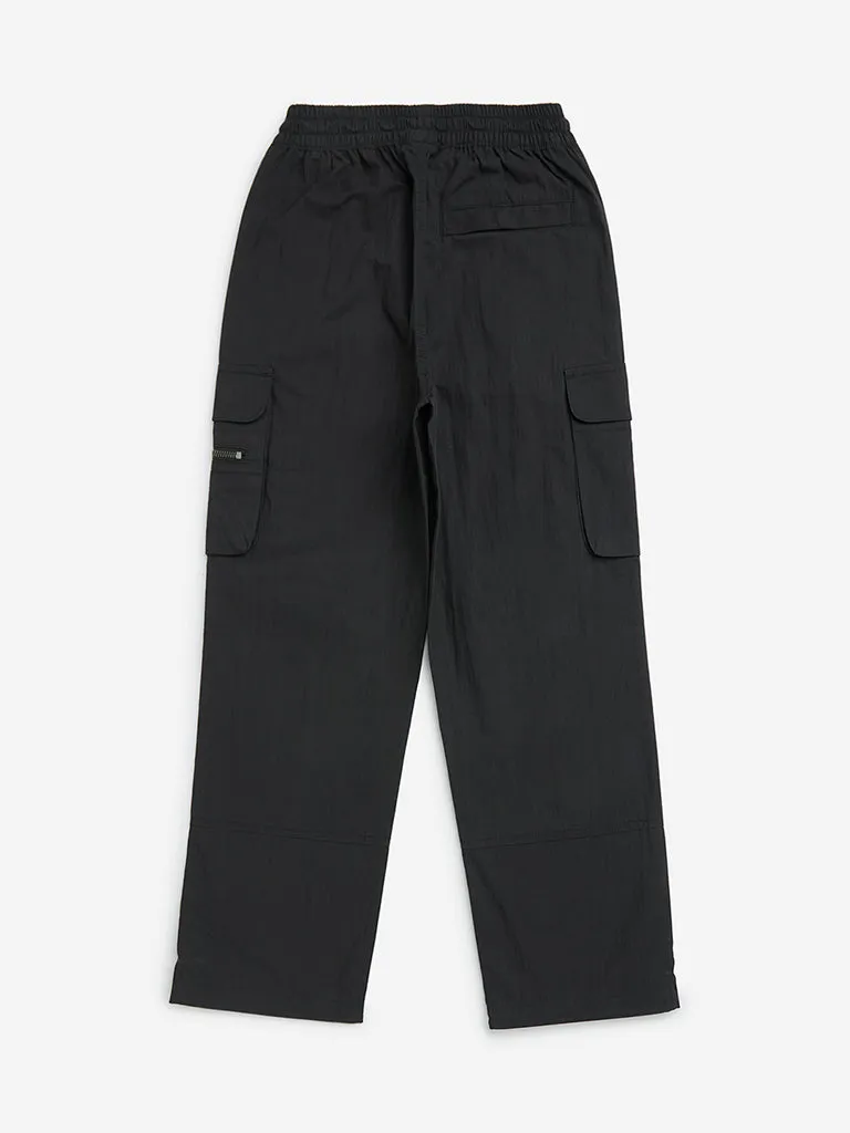 Y&F Kids Black Cargo-Style Mid-Rise Cotton-Blend Pants