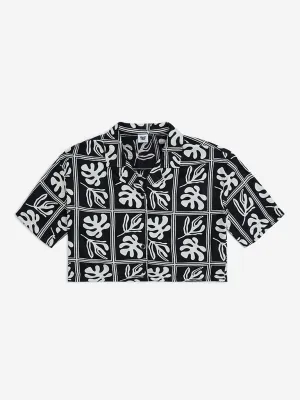 Y&F Kids Black Leaf Printed Shirt